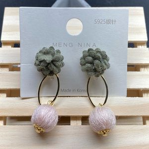 Meng Nina Felt Gold Green & Pink Statement Earrings